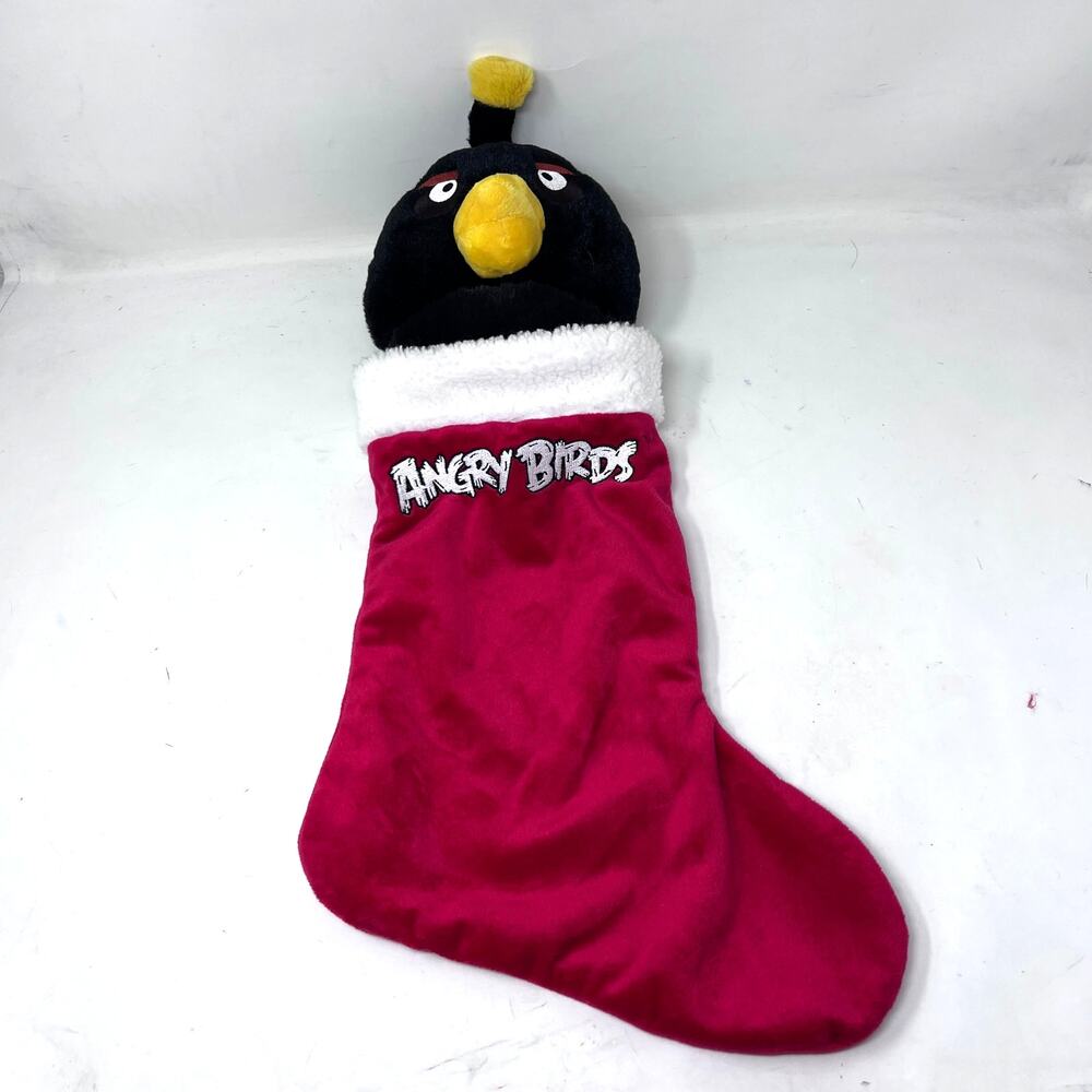 Angry‎ Birds Black Bird Plush Christmas Stocking Embroidered 2011 Commonwealth